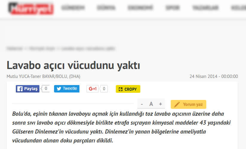 lavabo aç patladı